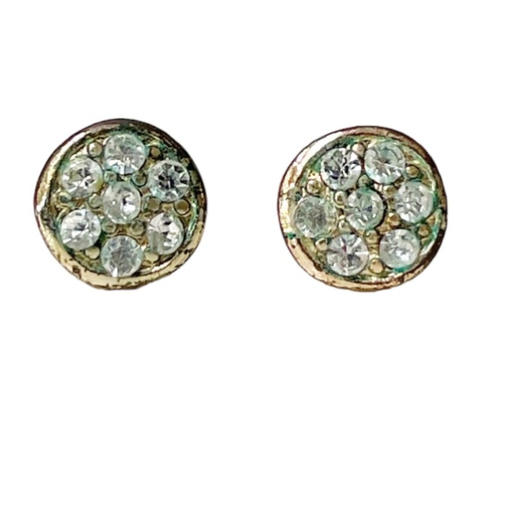 Vintage gold sparkle rhinestone flower small 1/4” stud earrings